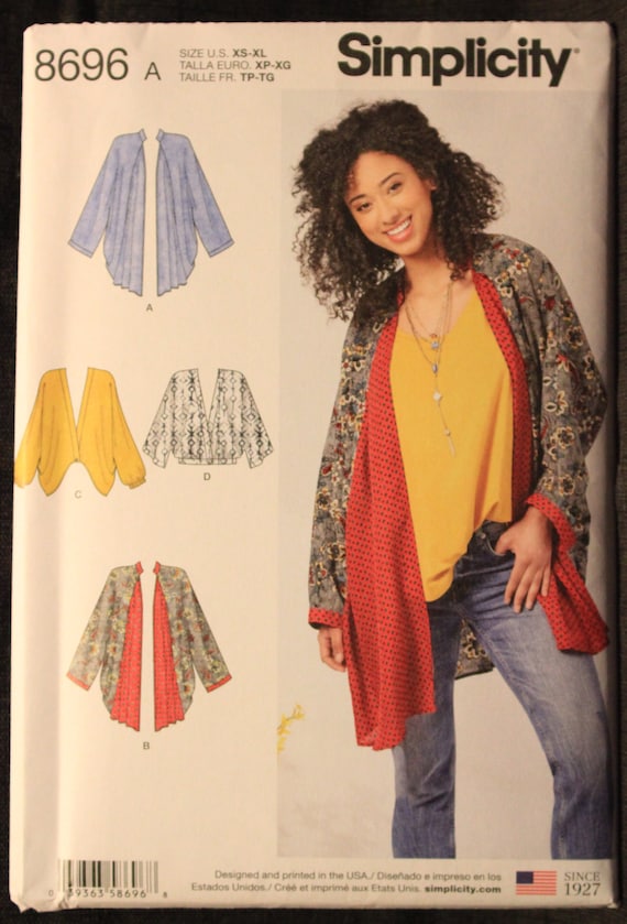 Kimono Sewing Pattern~4 Styles~Length Variations! Sizes XS-XL Simplicity 8419