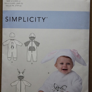 Simplicity Pattern 9053 Babies&#39; Jumpsuit & Hats in sizes XXS-XS-S-M-L