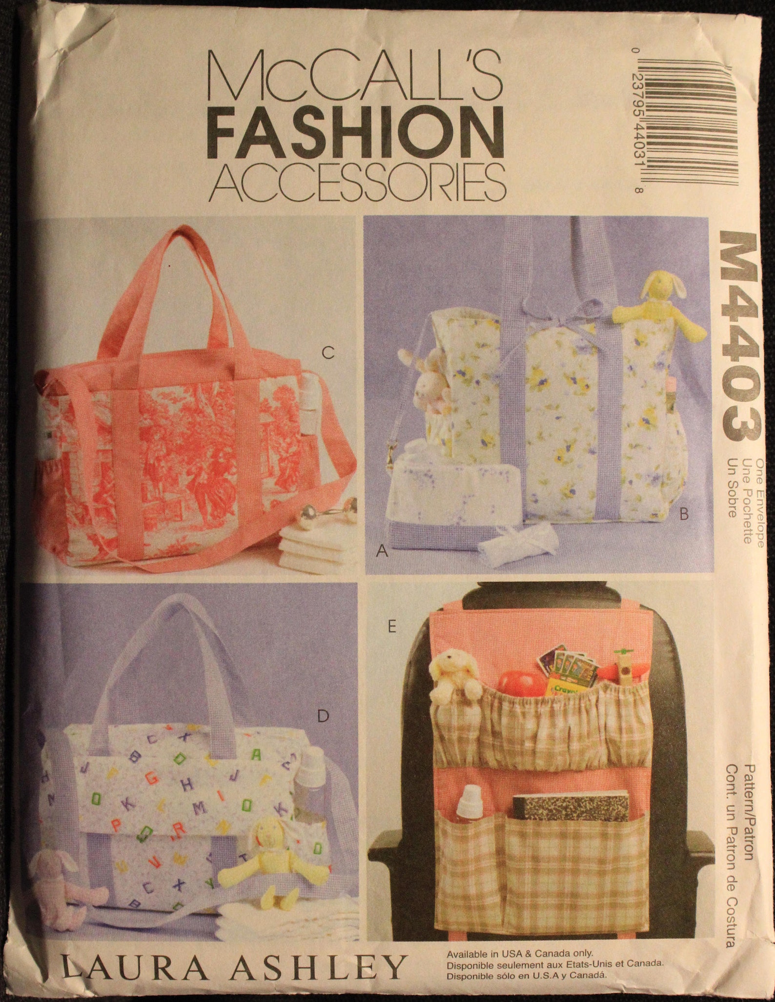 Mccalls Pattern 4403 Laura Ashley Designs Diaper Bags and Car ...