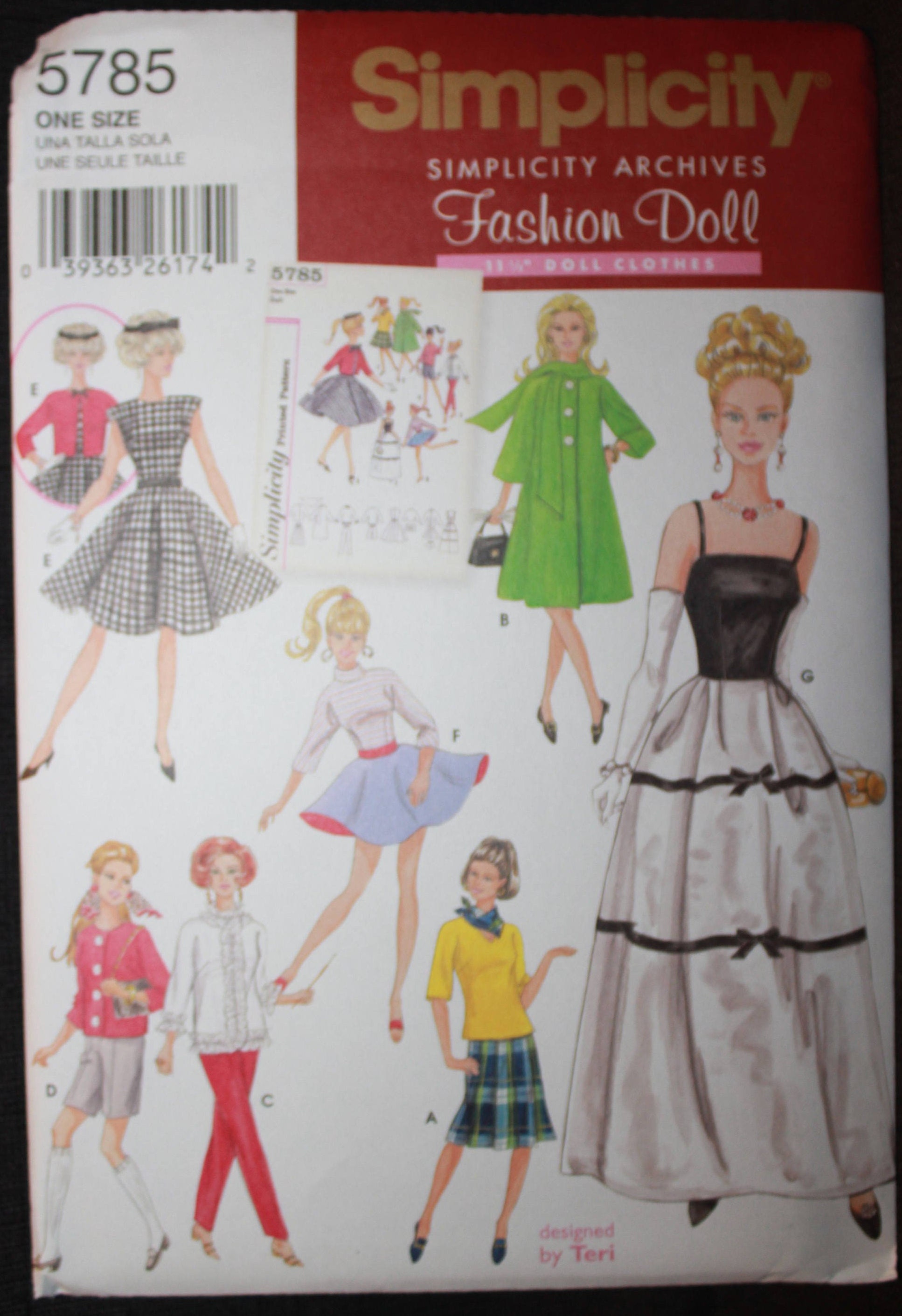 Simplicity 4719 BARBIE 11 1//2/" Doll Clothing Pattern UNCUT