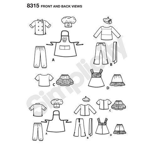 Simplicity Pattern 8315 Carla Reiss Designs 18in Chef Doll Clothes - Etsy