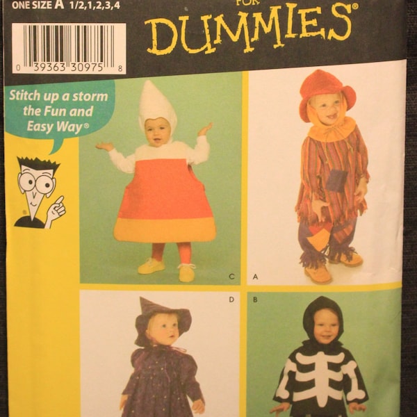Simplicity Pattern 3603  Sewing Pattern for Dummies  Toddlers' Costumes in Sizes 1/2-1-2-3-4 Witch Skeleton Scarecrow and Candy Corn