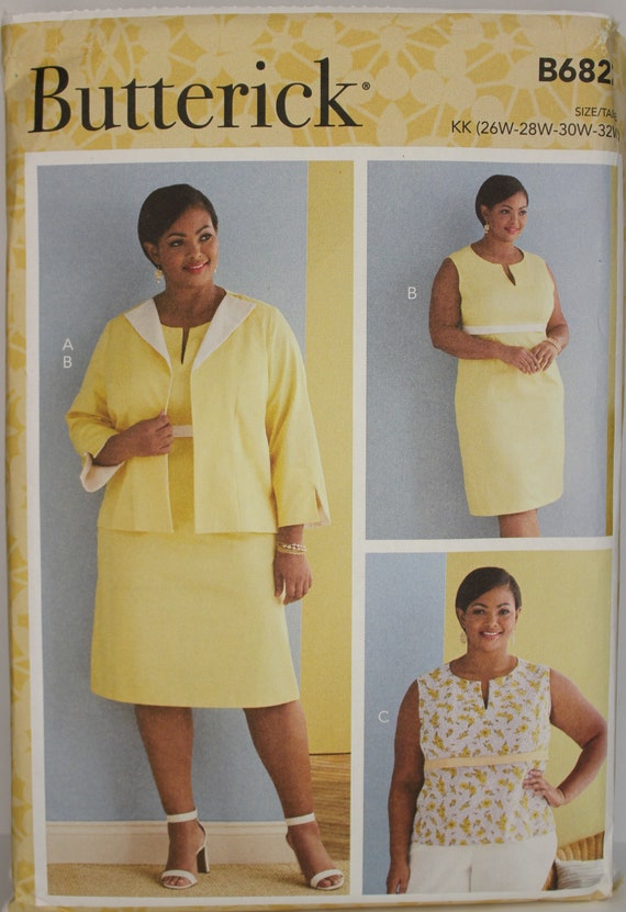 Butterick Pattern 6822 KK Plus Size Women's Jacket, Dress & Top With C/D,  DD, DDD, G, H Cup Sizes 26W-28W-30W-32W 