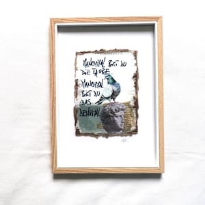 Mixed Media Collage mit Epoxidharz - "Manchmal bist du die Taube..."