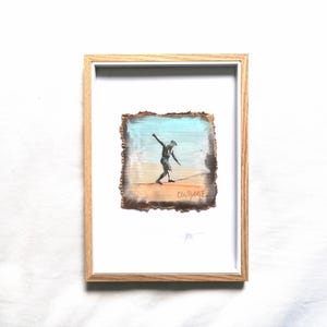 Collage „Courage“ – Mixed-Media-Kunst auf Papkarton mit Epoxidharz-Versiegelung