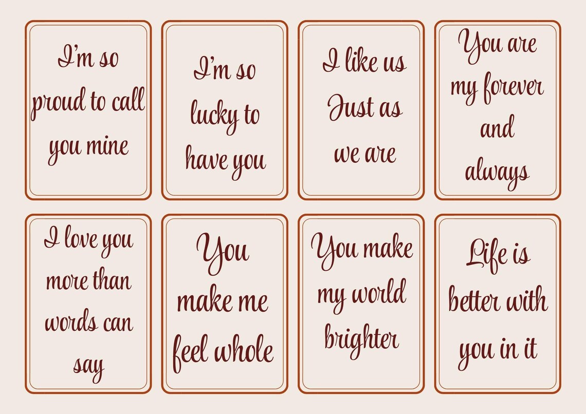 Printable Love Notes | 24 Romantic Mini Cards for Couples | Everyday ...
