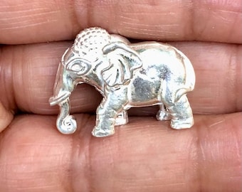 999 Pure Silver Elephant: Good Luck Charm, Rahu Remedy, 14.5 g weight, trunk down