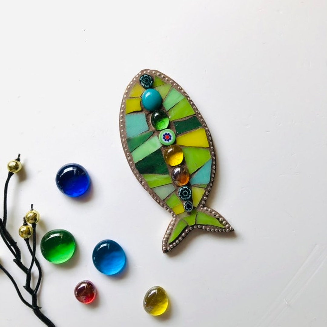 Handmade Fish Mosaic, Fish Wall Art, Nature Lover Gift, Fish Ornament