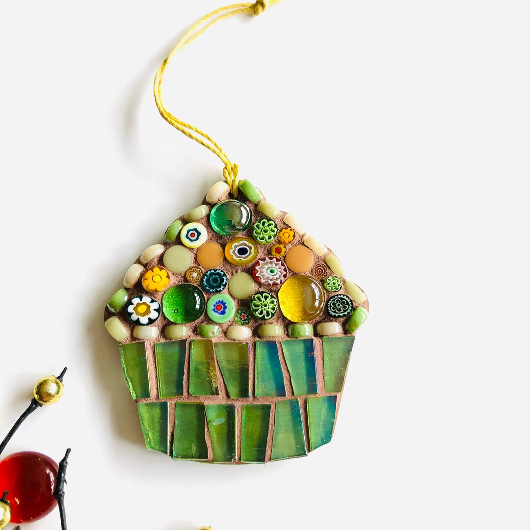 Handmade Cupcake Mosaic, Cupcake Wall Art, Kitchen Decor, Baking Lover