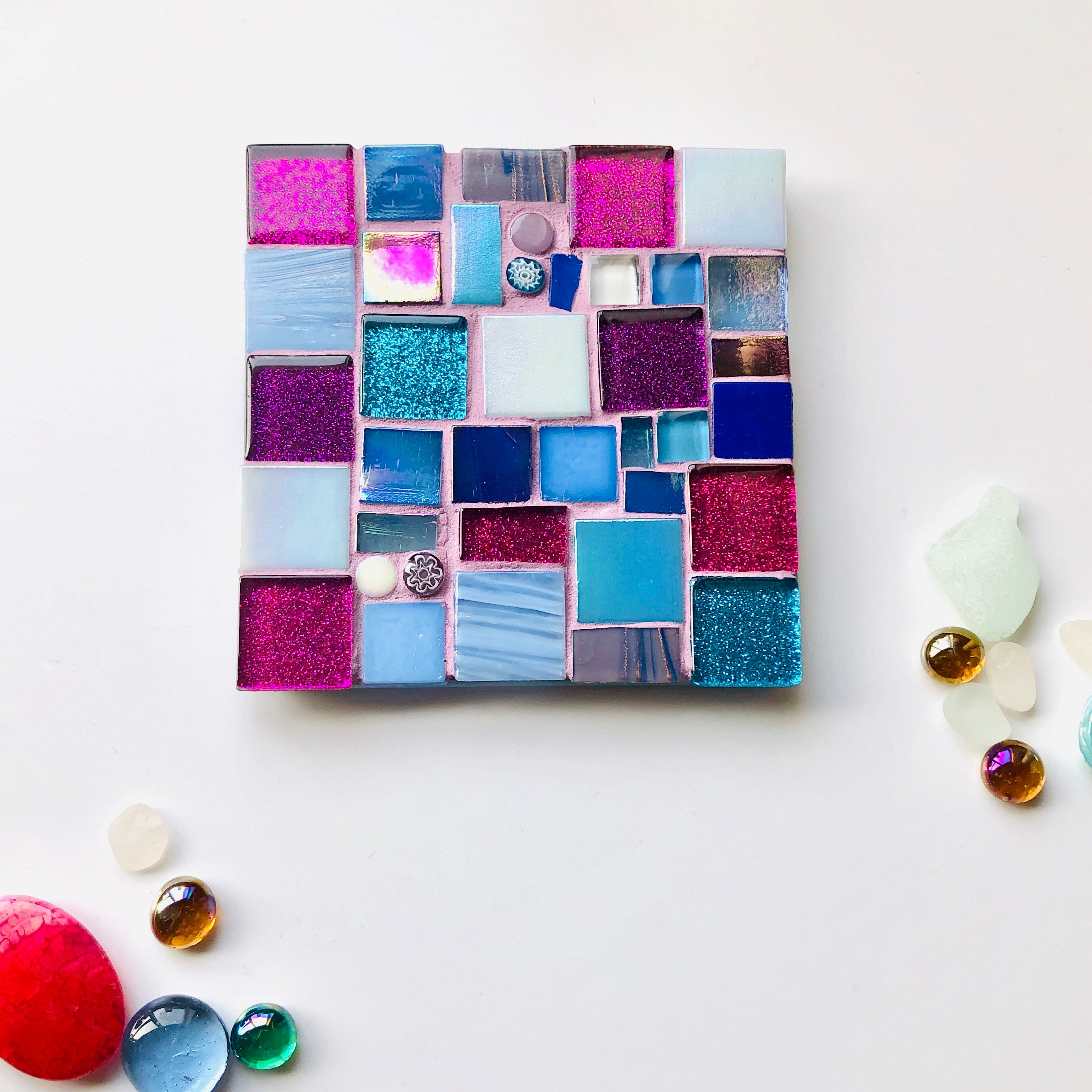 Mosaic coaster Handmade glass 'patchwork' mosaic Etsy