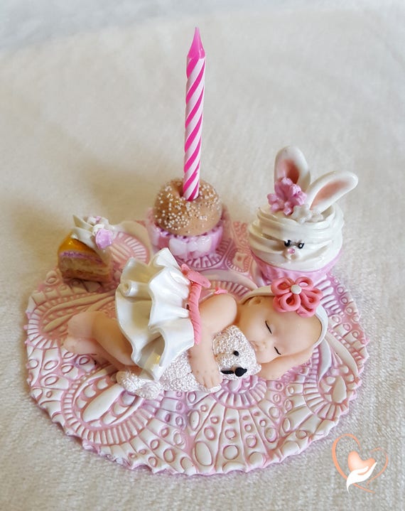 Porte Bougie Anniversaire Bebe Fille Et Son Ours Au Coeur Etsy