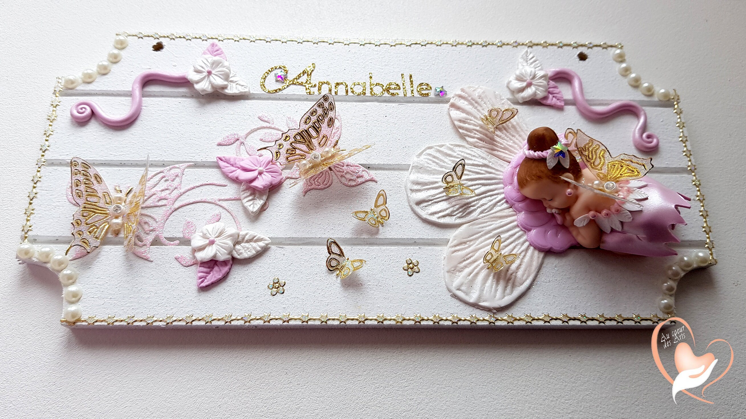 Plaque de Porte Bébé Fille Fée Clochette - Au Coeur Des Arts