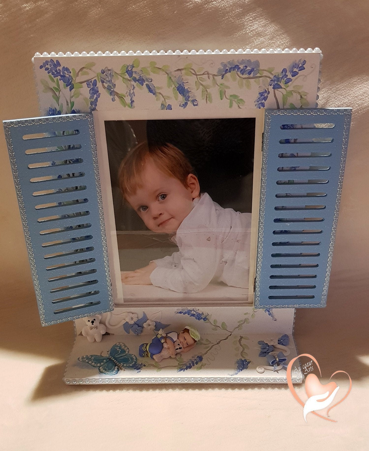 Cadre Photo Étagère Bébé Garçon Style Shabby - Au Coeur Des Arts