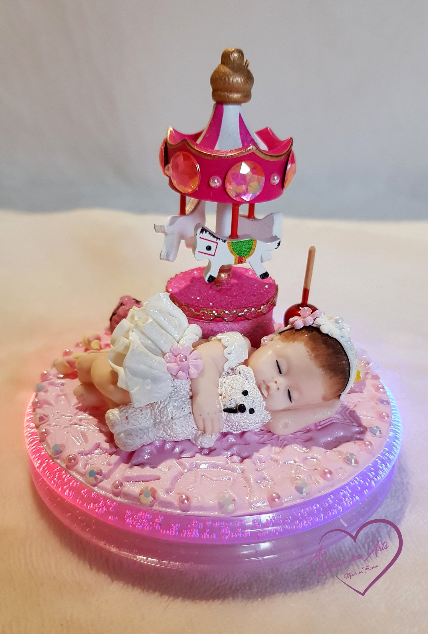 Porte Bougie Lumineux Anniversaire Bébé Fille - Au Coeur Des Arts