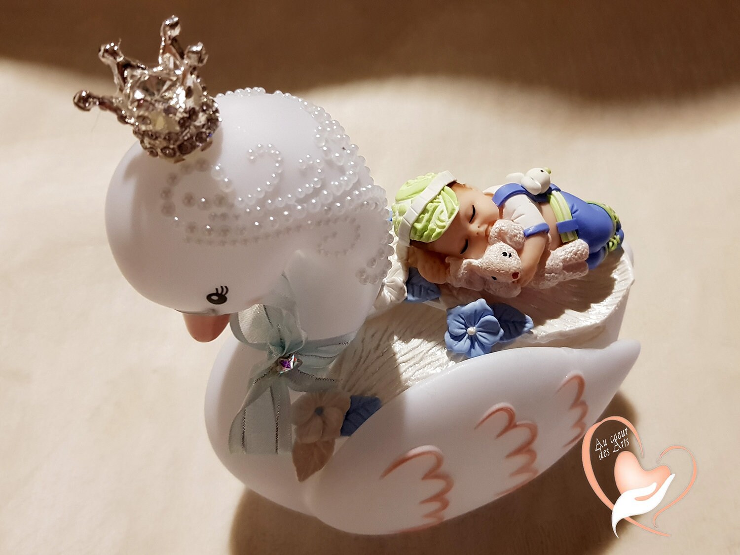 Veilleuse Cygne Bébé Garçon - Au Coeur Des Arts