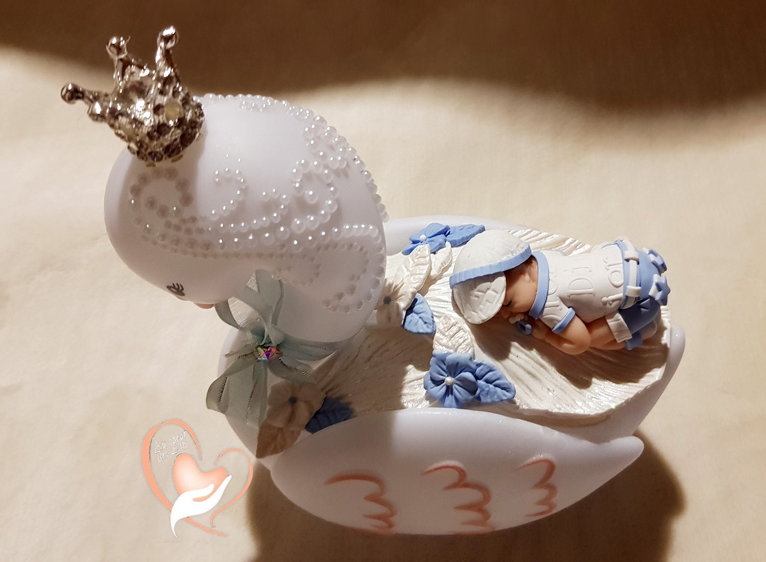 Veilleuse Cygne Bébé Garçon - Au Coeur Des Arts