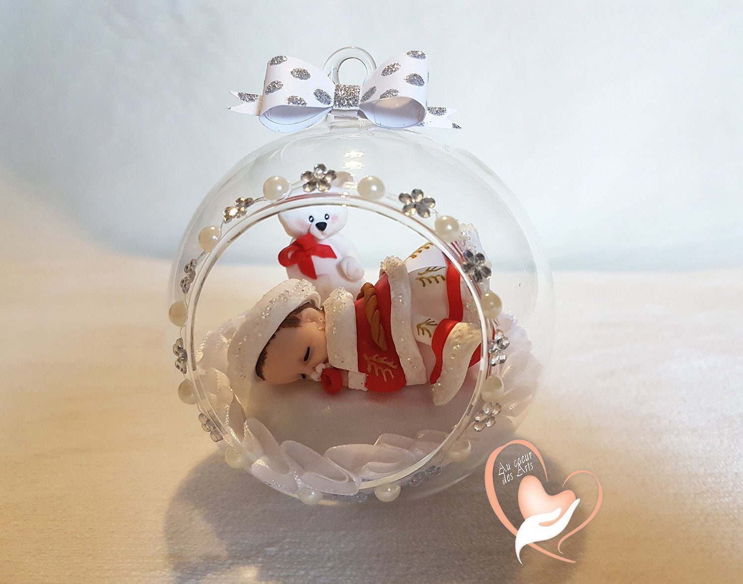 Bébé Fille Dans Sa Bulle - Boule de Noël Au Coeur Des Arts
