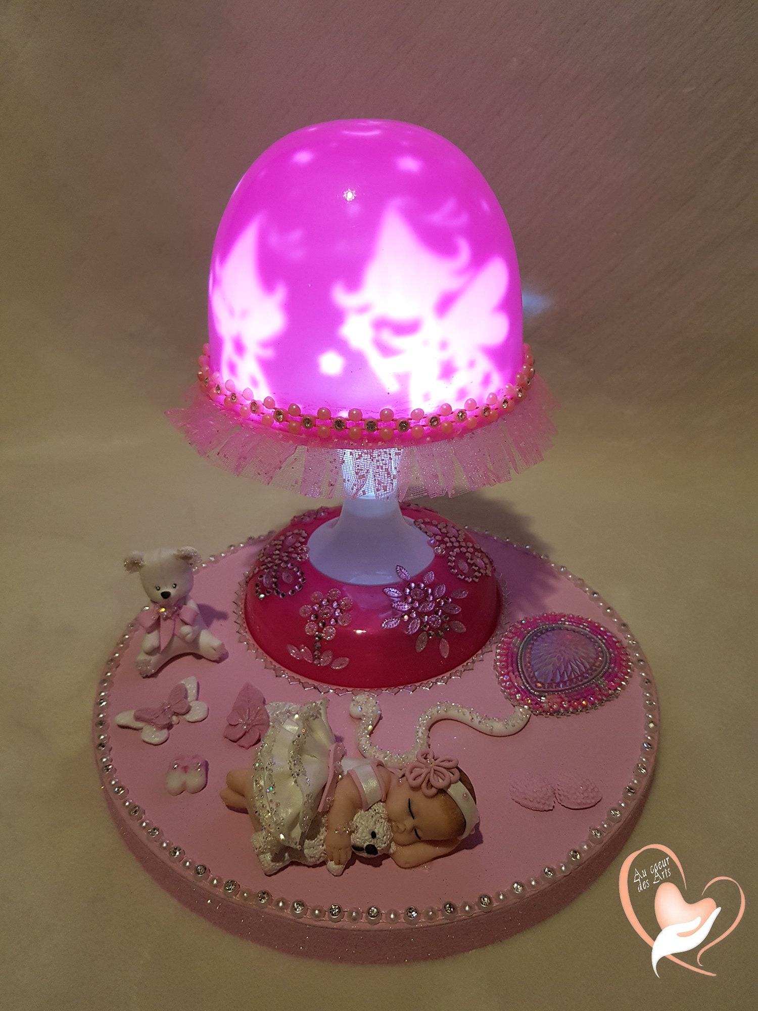 Nightlight baby girl bedside lamp in the heart of the arts Etsy
