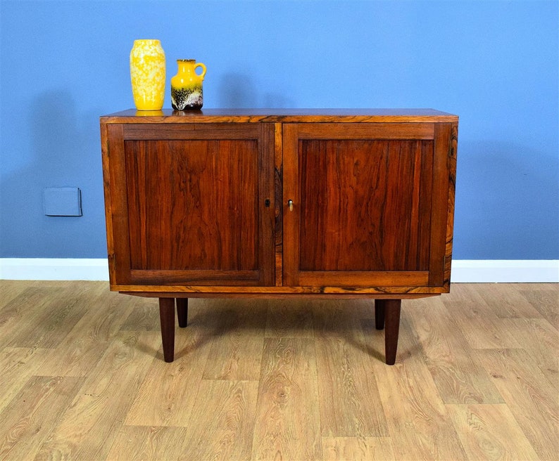 Mid Century Retro Vintage Danish Rosewood Low Lockable Etsy