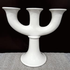 1970s Scandinavian large white 3 arm candelabra vintage Lisa Larson Design Swedish candle holder 3 Candles holders Rustic Christmas Advent
