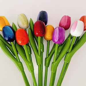 11x Wood tulips wood flowers Vase decor Holland Wooden tulip Dutch gift Mother Mum Friend Birthday Wedding flowers bouquet Summer decors