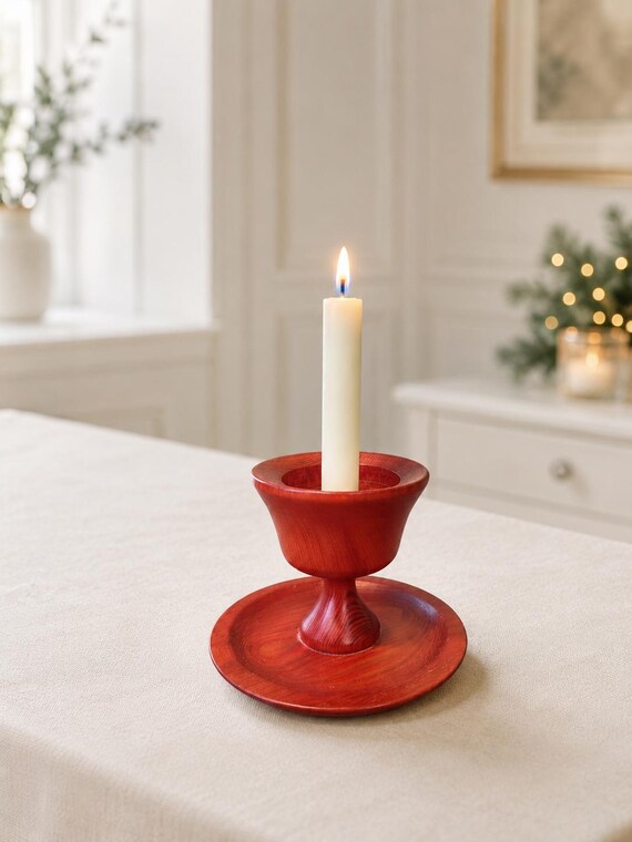 Schwedischer roter Kerzenhalter aus Holz, Vintage-Stil, schwedischer Holzkerzenständer, rustikale Landhausdeko, nordische Weihnachts-Adventskalender-Dekoration