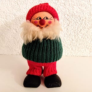Wonderful Vintage Sweden Christmas Gnome with Wooden Clogs Handmade Scandinavian Swedish Figurine Santa Claus Elf Tomte Advent Decors Rustic