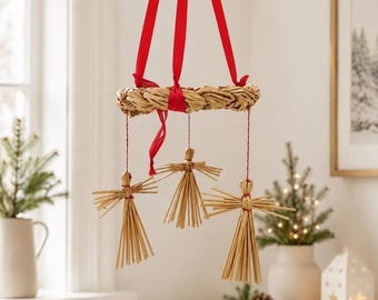 Christmas decorations straw hangings pendant Swedish folk art decors Ornaments straws Eco Friendly Advent Rustic Vintage Farmhouse Nordic