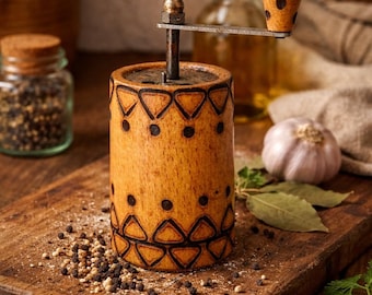 Vintage Old wooden Pepper spice mill Small hand crank mill Mini grinder Rare find Collection Gift Collector Farmhouse decor Rustic Kitchen