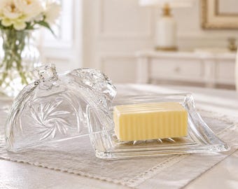 Beautiful Butter dish with Lid Glass Decors gift for Mother Swedish Vintage Cottagecore plates Farmhouse Wedding decors Birthday gift idea