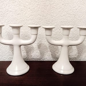 1970s Scandinavian large white ceramic 3 arm candelabra vintage Swedish ceramic candle holder 3 Candles holders Christmas Advent Gift decors