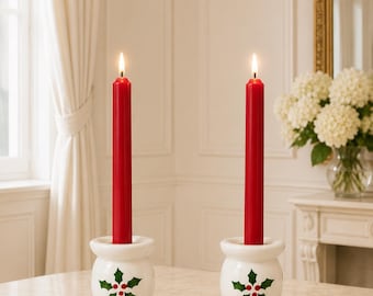2x Bellissimo portacandele in ceramica vintage svedese con bacche di agrifoglio, treppiede natalizio, decorazione svedese, arte popolare, fattoria, rustico, nordico, scandinavo