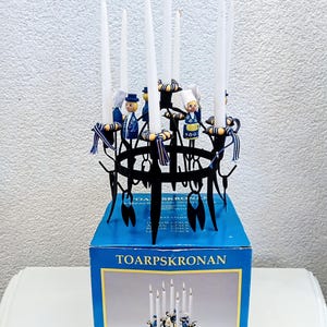 Amazing 7 Arms Swedish Folk Art Candle holder Vintage Sweden Christmas Advent Candelabra metal candlesticks 7 Candles Toarp Ljuskrona Crown