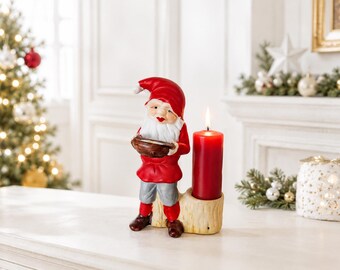 Portacandele natalizio vintage Babbo Natale Svedese Nordico Gnomo Tomte Elfo Nano Svezia Candele dell'Avvento Casa colonica Rustico Decorazione per la casa Regalo