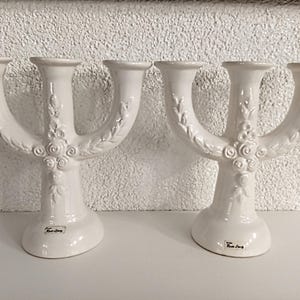 Beautiful White Vintage Candle Holder 3 Arms candelabra Rosa Ljung Swedish candle holders Sweden Wedding Birthday Advent Christmas Rustic