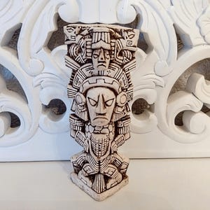 Vintage Mayan Native Idol Sculpture Stone Totem Aztec Mexico Figurine gift Father Dad Friend Mother Artistic Mexican Statue Rustic Farmhouse