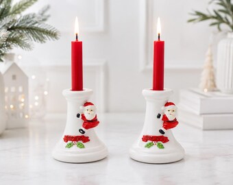 2 portacandele natalizi svedesi Dio Jul Vintage Svezia Avvento Nordico Gnomo Elfo Babbo Natale Casa colonica Rustico decorazione per la casa Scandinavo