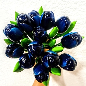 Wooden tulips bouquet blue wood tulip flowers decor Holland tulips Vase decors Birthday Wedding Gift for Father Dad Mother Christmas Rustic