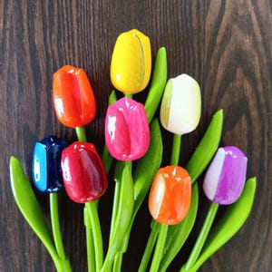 SALE! Wood decor tulips different colors Handmade wood floral Spring flowers Cottagecore decor Holland tulips Wooden tulips oil painted Mom