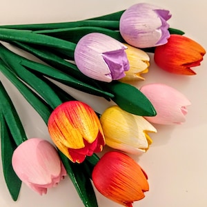 9x Wood tulips wood floral Spring flowers Cottagecore decor Holland tulip Wooden tulips Gift Mom Birthday Friend Mother Christmas Advent