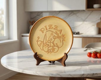 Amazing Vintage Pizza Plate Serving Pizza Tray Ceramic Platter Hand painted Italy Italian gift for Mum Mother Farmhouse decor Rural house