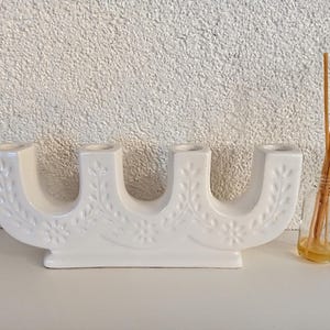 1970s Scandinavian large white ceramic 4 arm candelabra vintage Swedish candle holder 4 Arms Candles Wedding Christmas Advent decors Rustic