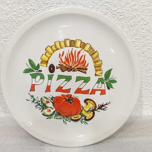 Amazing Vintage Pizza Plate Serving Plate Ceramic Large Serving Round Italy Italian Rustic house Rural Farmhouse dish White Christmas decor