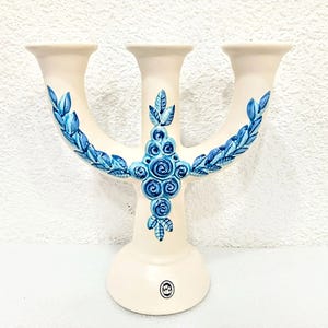 Geweldige wit blauwe 3-armige kaars Kandelaar kandelaar vintage Zweeds Zweden Kerst 3-armige ornamenten Adventskranskaarsen Rustiek cadeau