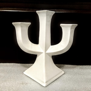 Beautiful white 3 arm candle holder Swedish Vintage candelabra Candlestick Wedding Birthday Rustic house Farmhouse Rare find Christmas decor