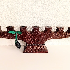 Vintage Zweedse houten 7-armige kandelaar kandelaar bruin hout kandelaars Scandinavische 7-armige kandelaar met de hand gesneden Zweden rustiek kerstadvent