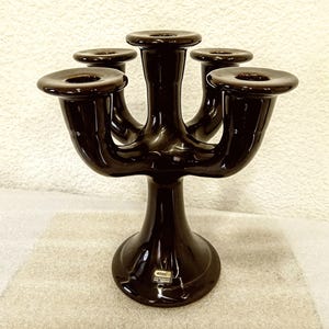 Prachtige vintage bruine keramische Zweedse kandelaar 5-armige kandelaar Zweden bruiloftskaarsen Kerst Advent Rustieke boerderijdecors