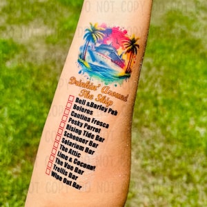 Custom Cruise Bar Crawl Tattoo-Cruise gifts-girls trip-cruise squad -family cruise trip- cruise accessories-cruise survival -Oh Ship favor