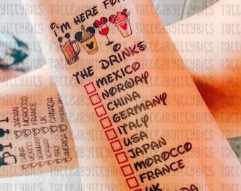 Drinking Around the world Tattoo-Food & Wine Festival-Epcot World Showcase-Drink around the world passport-Disney Temporary Tattoo