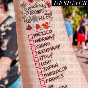 Eating Around the world Tattoo-Food & Wine Festival 2025-Epcot World Showcase-Snack around the world passport-Disney Temporary Tattoo